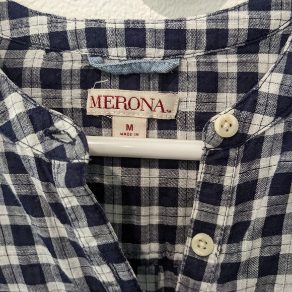 Merona plaid shirt size medium blue/white - Picture 3 of 3